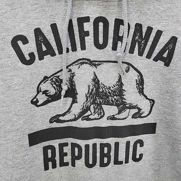 California Republic Hoodie Mens Pull Over Gray Sz S Small Pouch Pocket - Picture 2 of 10